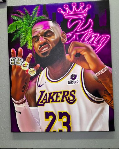 Canvas art print of LeBron James, "King"